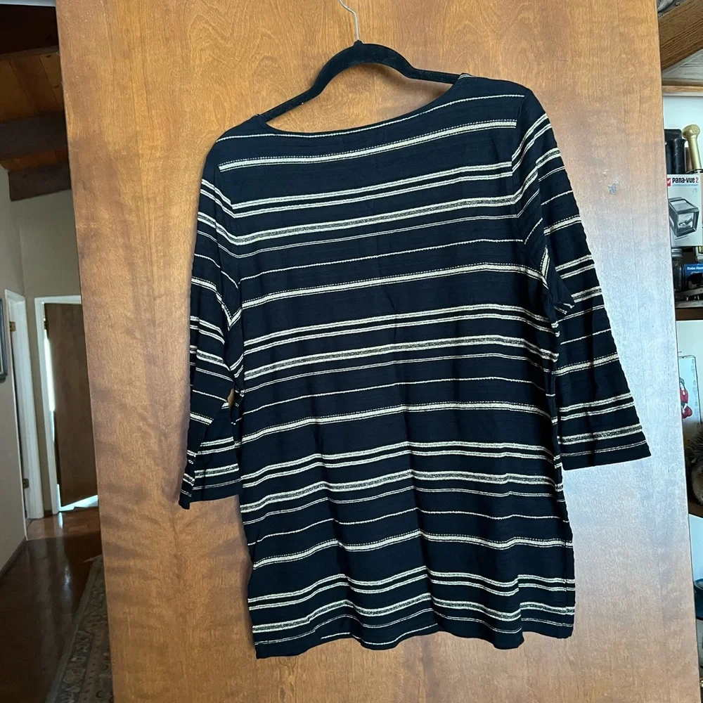 Ralph Lauren Black and Sparkly Gold Striped Long Sleeve Top - Picture 4 of 4